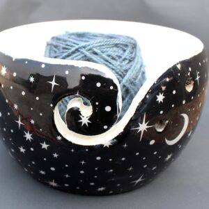 Premium Yarn Bowl for Knitting | Wooden Yarn Storage Bowl for Yarn | Wooden Yarn Holder | Yarn Bowl Cute for Yarn Stoarge (Moon & Star)