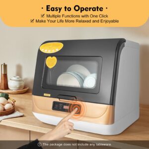 Portable Countertop Dishwasher 8L Mini Dishwasher 4 Programs 158℉ Automatic Dishwashing Machine 360° Spray Deep Cleaning With Air Drying 800W Compact Dishes Cleaner