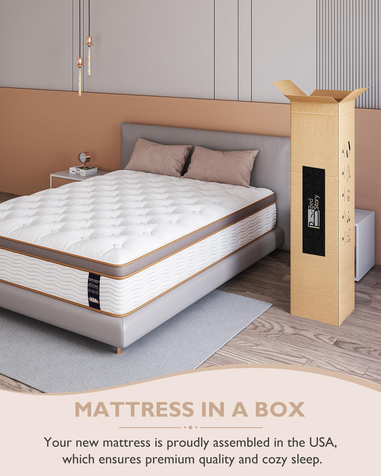 BedStory Full Mattress - 14 Inch Hybrid Mattress in a Box - Individually Wrapped Coils for Pressure Relief and Motion Isolation