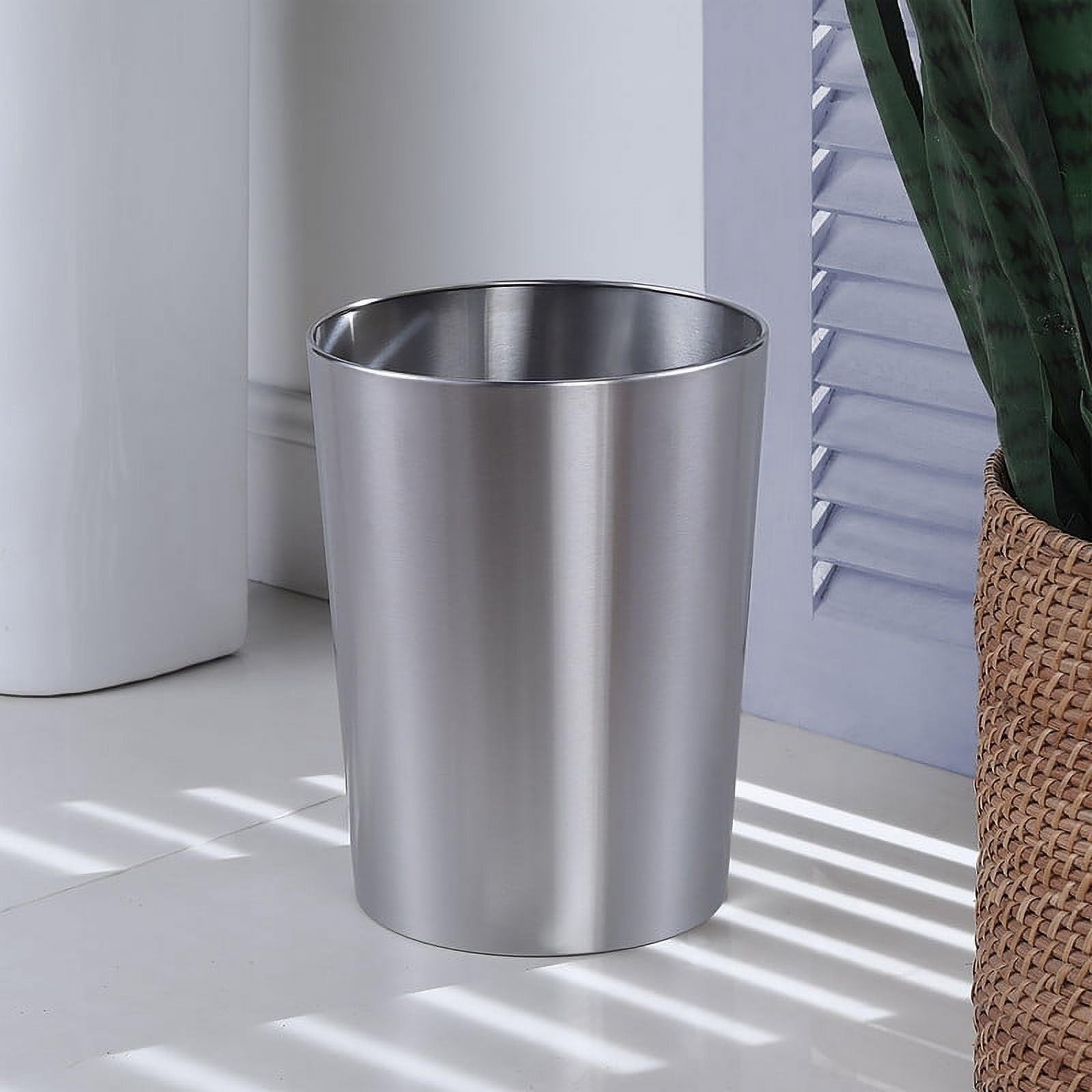 SFADFINW Brushed Nickel Metal Bathroom Wastebasket, 2.2 gal