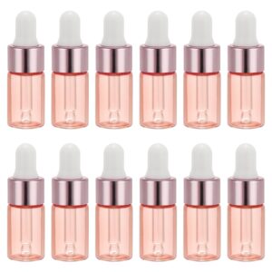 patikil 3ml glass dropper bottle, 12pcs leakproof essential oils sample liquid perfume container with eye dropper label funnel for storage home travel, pink