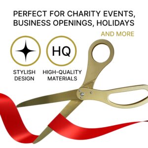 New Edition Grand Opening Scissors – 25'' Scissors Gold with Golden Blades for Ribbon Cutting Ceremony