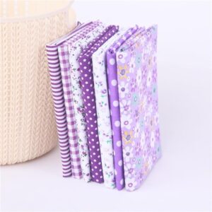 7pcs top purple cotton craft fabric bundle squares patchwork diy sewing scrapbooking quilting floral dot pattern craft and hobby fabric 10" x 10" (25cm x 25cm)