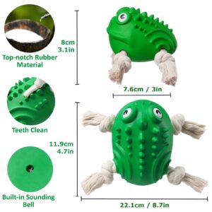 Generic New Indestructible Robust Rubber & Cotton Toad Dog Toy for Aggressive Chewers，Toad Shape Unbreakable Interactive Dog Chew Toys, Chew-Resistant Toad Squeaky Dog Toy for Teeth Cleaning, Green