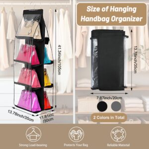 IBEQUEM 2Pcs Purse Organizer for Closet, 8 Pocket Purse Storage for Wardrobe Closet Foldable Shelf, Purse Holder Hanging Handbag Organizer Oxford Cloth Closet Organizer for Family Closet Bedroom