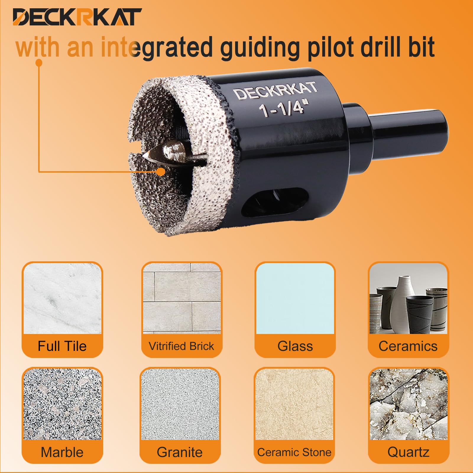 1-1/4 Inch Diamond Hole-Saw Bits with Pilot Drill Bit - 2pc 1-1/4" Diamond Tipped Tile Hole Saws with Guiding Bit Accurate Drilling for Porcelain Tile Ceramic Pottery Granite Stone Glass Bottles 32mm