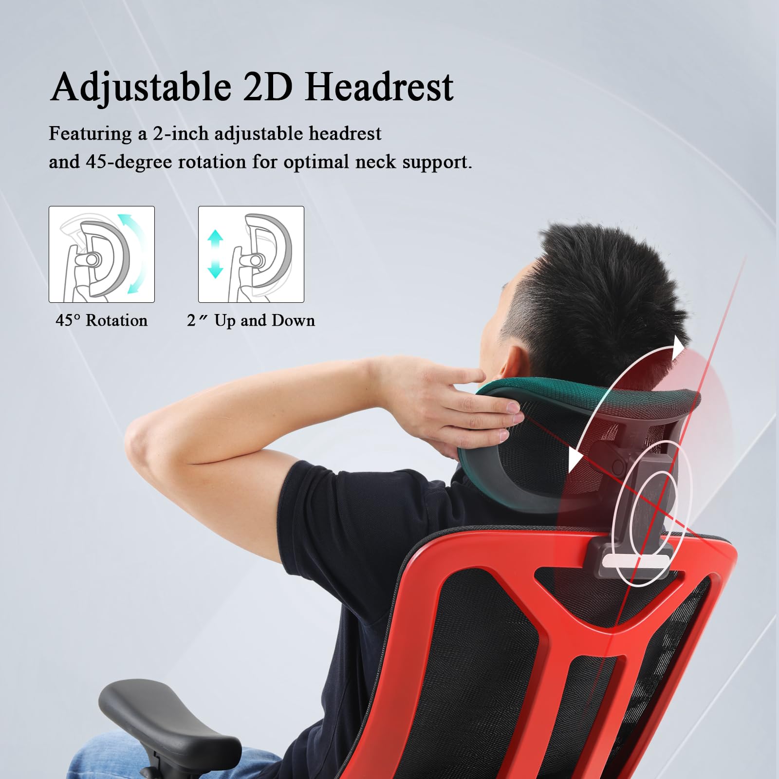 Fradiett Ergonomic Mesh Office Chair - Computer Chair with 3D Lumbar Support, Seat Depth Adjustable Desk Chair with Headrest, 3D Armrest, Ergonomic Gaming Chair for Home Office,Tilt Function