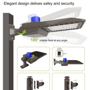 LED Parking Lot Light, 300W, 42,000LM 5000K Shoebox Light with Dusk to Dawn Photocell,Adjustable Arm Mount, IP66 Waterproof, Commercial LED Area Security Light for Parking Lot,Roadway,2PACK