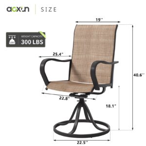 Aoxun Outdoor Swivel Chair, Textilene Swivel Patio Chairs Set of 2, Swivel Rocker Patio Chairs for Yard, Garden, Balcony (Brown)