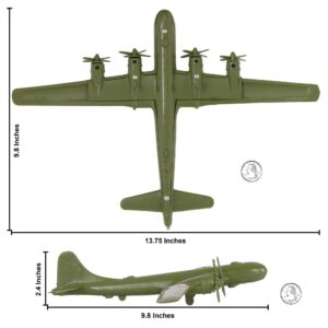 TimMee WW2 B-29 Superfortress Bomber Plane - OD Green Plastic Army Men Aircraft