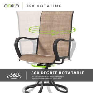 Aoxun Outdoor Swivel Chair, Textilene Swivel Patio Chairs Set of 2, Swivel Rocker Patio Chairs for Yard, Garden, Balcony (Brown)