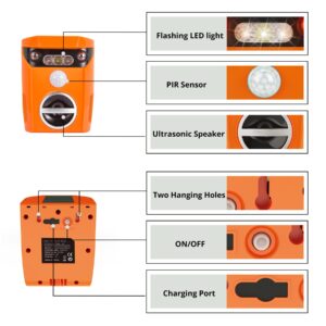 X-PEST Solar Powered Deer Repellent Ultrasonic Outdoor Animals Repeller Away Device for Yard Such As Raccoons, Deer, Dogs, Cats, Foxes, Skunk and More Waterproof - 2 Pack