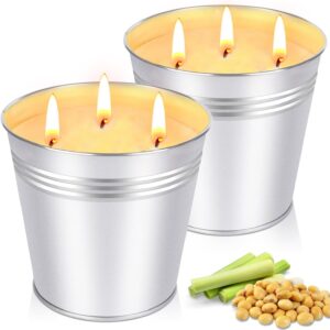 Citronella Candles Outdoor - Large 2 x 17oz Citronella Candle for Home Patio up to 200 Hours Burning, 3-Wick Natural Soy Wax Candle for Outside Garden Yard Balcony, Summer Camping Candle