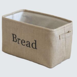 KINTNER DESIGNS Bread Storage Bin- Burlap basket for keeping Bread, Rolls and other items for Kitchen Counter or Pantry