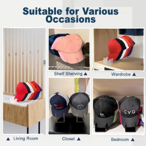 Yezow 2 Pack Hat Stand for Baseball Caps Display and Organizer, No Install Acrylic Hat Holder for 14 Baseball Caps for Bedroom, Closet, Dresser,Entrance (Clear)