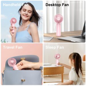 Windance Mini Portable Fan with 3 Speeds, Small Hand Fan USB Rechargeable, Personal Fan Battery Operate for Outdoor Indoor Commute Office Travel Pink 2000mAH