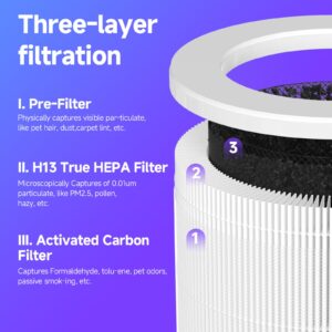 Breabetter 2-Pack T10 True HEPA Replacement Filter Compatible with FULMINARE T10 Purifier, 3-in-1 Filtration Filter