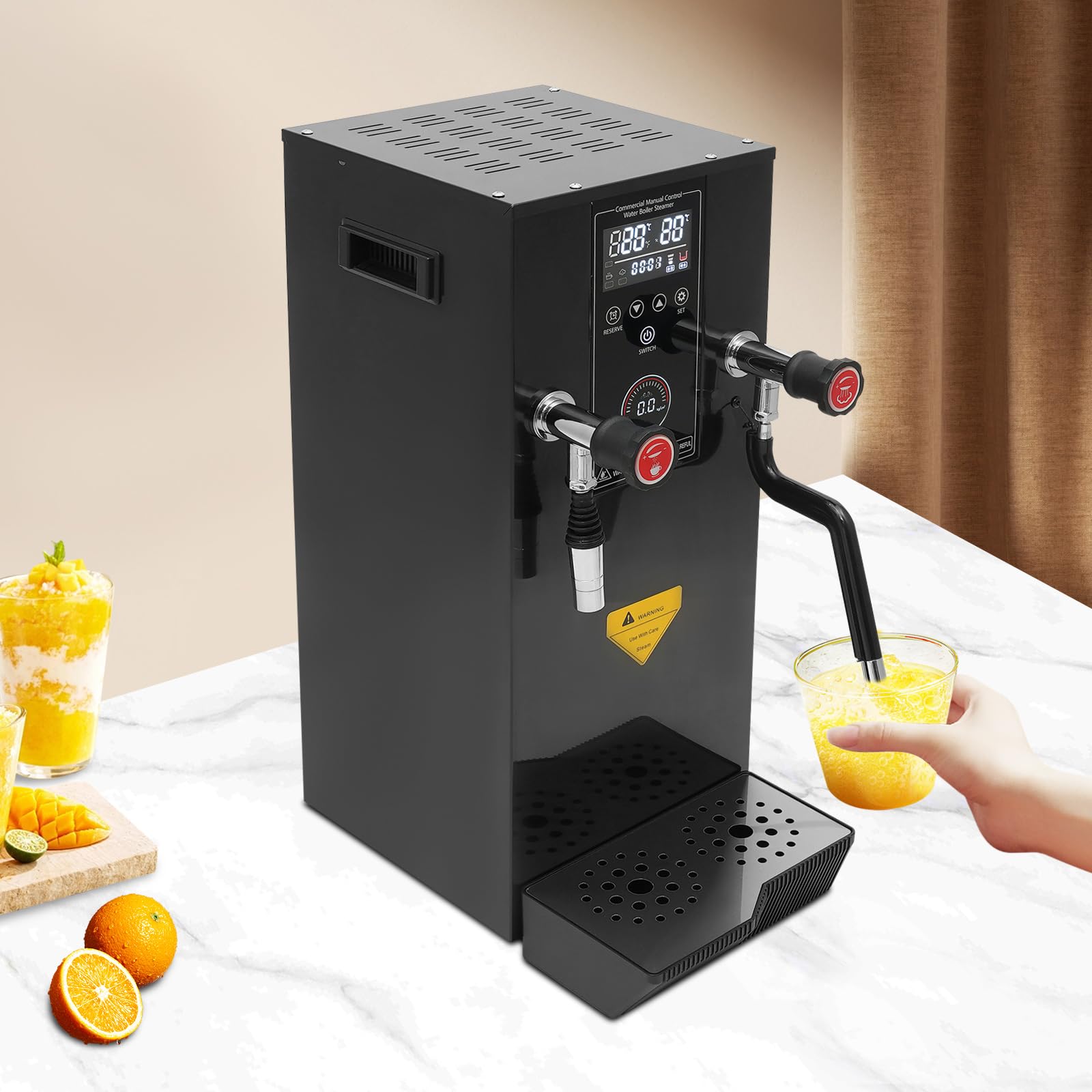 KOLHGNSE Commercial Steam Milk Frother Machine 12L Boiler, Electric Milk Foam Machine, Powerful Steam Output for Espresso Coffee Tea Coffee Shop Dessert Shop