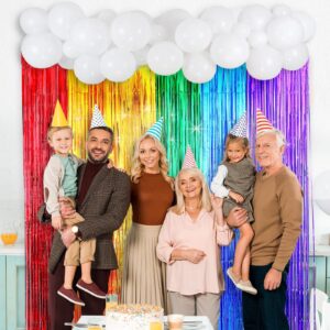 Rainbow Party Backdrop Balloon Arch Kit Decorations Rainbow Cloud Birthday Photo Props Booth Backdrops Rainbow Balloon Garland Fringe Curtains for Wedding Baby Shower Decor Photography Supplies