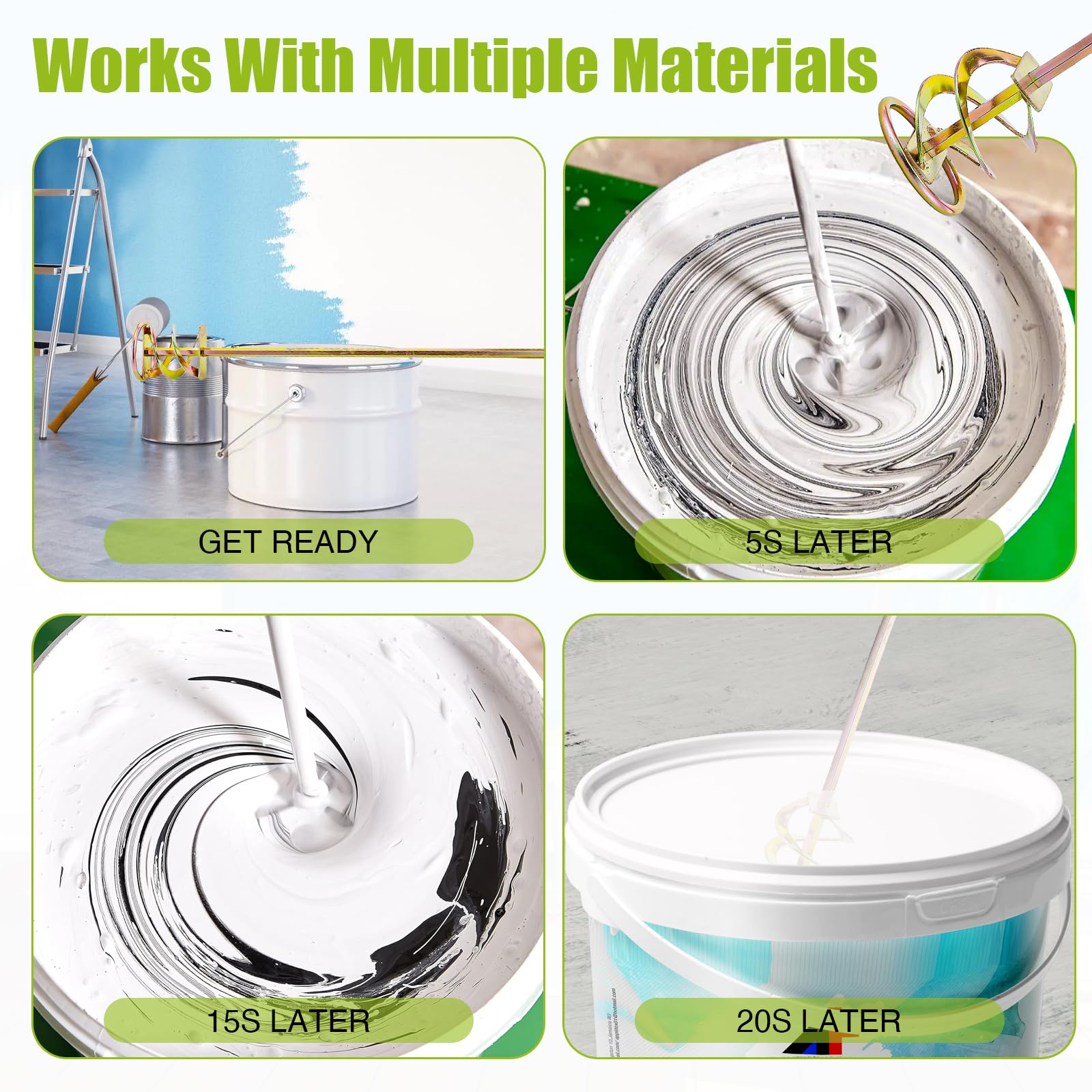 Paint Mixer for Drill - Drill Paint Mixer Works with Any Drill Bit - Rust-Proof Paint Stirrer for Drill - Paint Stirring Drill Attachment for 1-5 Gallon Bucket - Drill Mixer for Paint, Resin & Epoxy