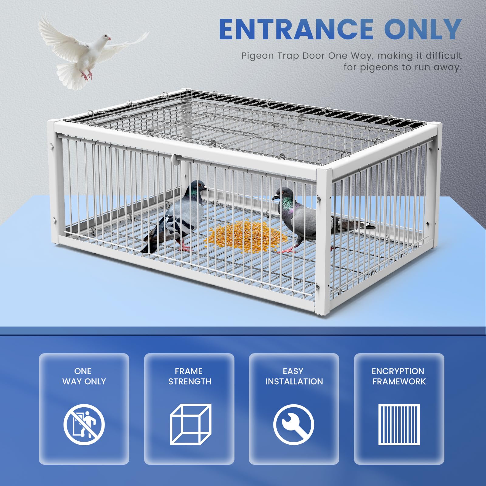 PAUQRWIE Pigeon Trap Cage Bird Traps for Small Birds Folding One-Way Entrance Trapping Portable U-Trap Door for Doves Breeding Supply Pigeon Coop