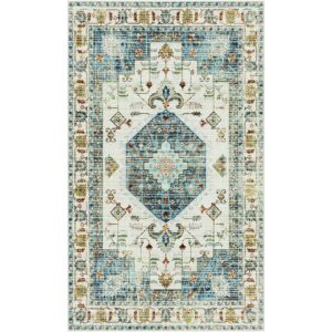 4x6 small boho area rug & carpet for bedroom, entryway, and living room – soft, machine washable fabric with non-slip tpr backing and sturdy sewn edges