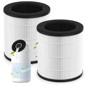 m02 replacement filter compatible with mooka m02 air purifier, h13 true hepa filter and high-efficiency activated carbon, 360° 3-stage filtration, 2 pack