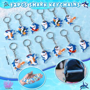 ESAG 110Pcs Shark Party Favors Birthday Supplies, Straws Bubble Wands Slap Bracelet Keychain Tattoo Sticker Toy Gift Baby Kids Boys Shark Valentines Goodie Bag Stuffer Ocean Under the Sea Party Favors