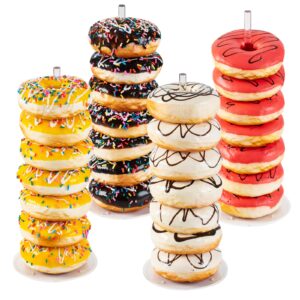 4pcs acrylic donut stand, donut holder stands for dessert table, henable clear donut display stand tower, bagel stand holder, doughnut stand for party, christmas, birthday and new year