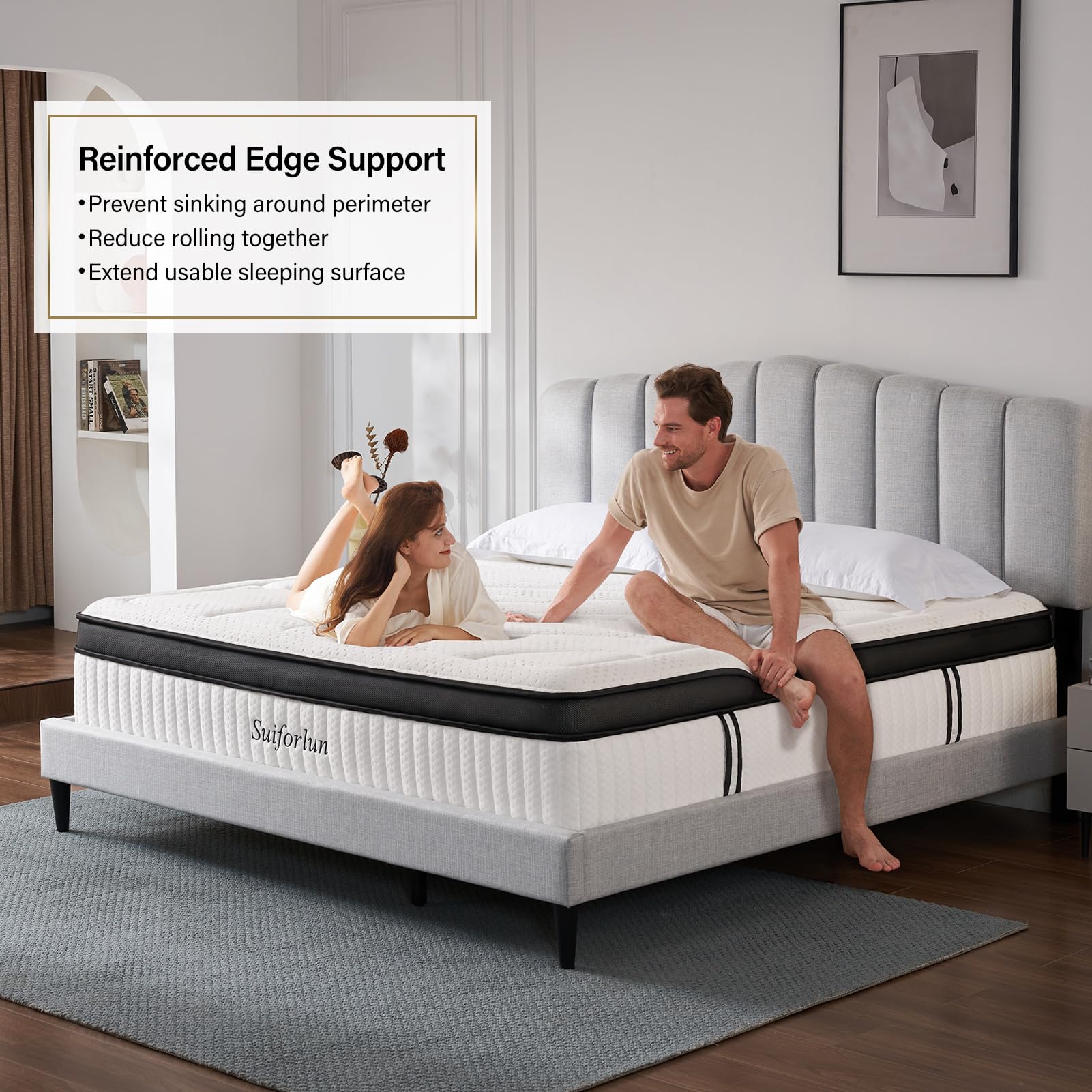 Suiforlun Full Mattress, 14 Inch Hybrid Mattress Full, Cool Gel Memory Foam and Heavier Coil Pocket Spring Mattress in a Box for Lumbar Support & Back Pain Relief, Medium-Plush, 120 Nights Trial