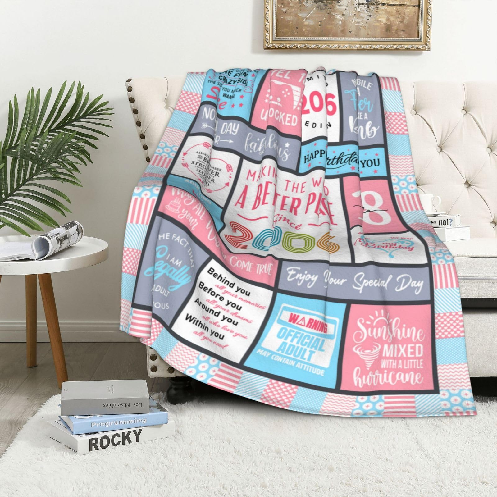 18th Birthday Gifts for Girls, Gifts for 18 Year Old Girl, Best Gifts for 18 Year Old Girl, 18th Birthday Decor Throw Blanket 60" X 50", 18th Birthday Gifts for Her, 18 Years Old Girl Gift Ideas