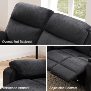 LARMACE Power Recliner Sofa 3 Seater Reclining Couch with Overstuffed Armrest and Backrest Electric Double Recliner Sofa Couch for Living Room, Dark Grey