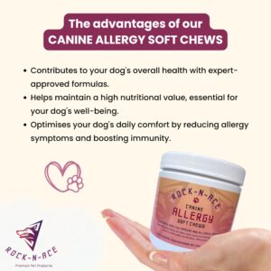 Rock-N-Ace Canine Soft Allergy Chews for Dogs - 60 Count - Premium Ingredients, Made in USA - Vet Recommended - Helps Combat Allergies & Immune Issues