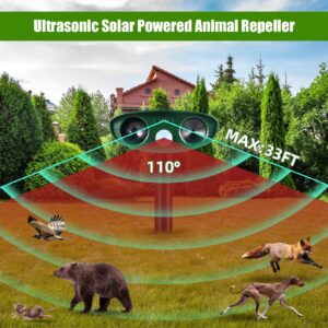 Solar Animal Repeller,Ultrasonic Animal Repellent Outdoor Deer Repellent Devices with Motion Detection,Keep Cat Rabbit Repellent Raccoon Dog Skunk Out of Garden Animal Deterrent (2)