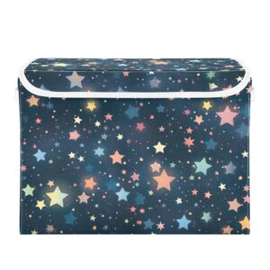 moudou star storage bin with lid, large collapsible cube storage box for closet, office, bedroom, home decor