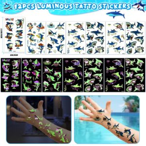 ESAG 110Pcs Shark Party Favors Birthday Supplies, Straws Bubble Wands Slap Bracelet Keychain Tattoo Sticker Toy Gift Baby Kids Boys Shark Valentines Goodie Bag Stuffer Ocean Under the Sea Party Favors