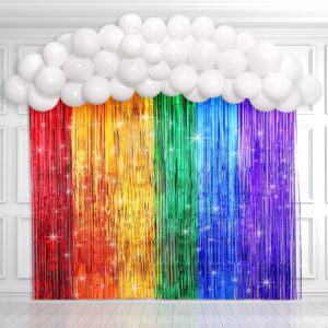 rainbow party backdrop balloon arch kit decorations rainbow cloud birthday photo props booth backdrops rainbow balloon garland fringe curtains for wedding baby shower decor photography supplies