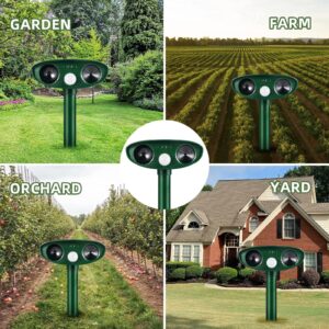 Solar Animal Repeller,Ultrasonic Animal Repellent Outdoor Deer Repellent Devices with Motion Detection,Keep Cat Rabbit Repellent Raccoon Dog Skunk Out of Garden Animal Deterrent (2)