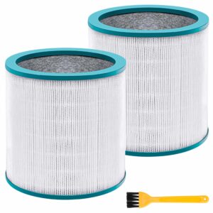 2 pack true hepa replacement air purifier filters for dyson tower purifier pure cool link tp01 tp02 tp03 bp01, am11, dyson bp01 models, compared to part # 968126-03 - premium activated carbon filters