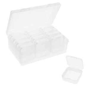 small clear bead storage containers, bead organizers and storage, 12 pcs mini plastic rectangle cases craft storage with hinged lids for nail diy craft making jewelry screw, 2.17 x 2.17 x 0.79 inch