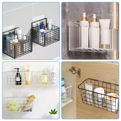 Shower Caddy Bathroom Organizers 6 Pcs Bathtub Shampoo Holder Self-Adhesive Spice Storage Shelves Inside Rack Replacement Corner Heads Hooks Wall Strips Baskets Suction Cup Hook Integrated Mounted