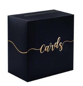 sietdeseo card box for party black card box with matte gold foil design money card box gift card box holder for wedding reception retirement graduation baby shower birthday card box