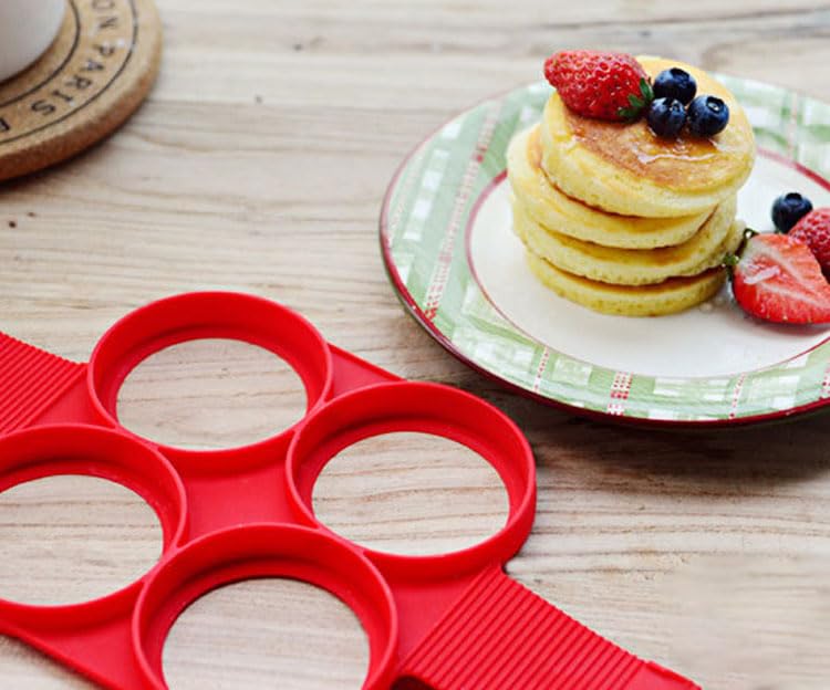 Flip N Cook Silicone Pancake Mold, Flip and Cook Pancake Maker, Flip and Cook Silicone Pancake Maker, Flip'n'cook Silicone Pancake Mold. (2pcs-round+heart)