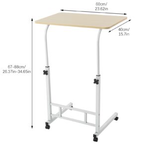 Small Standing Desk - Rolling Computer Stand with Adjustable Height - 23.62'' x 15.75'' Portable Rolling Desk Computer Desk - Laptop Desk Home Bedroom PC Table - Laptop Desk (White Maple Color)