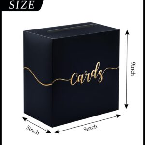 SietDESEO Card Box for Party Black Card Box with Matte Gold Foil Design Money Card Box Gift Card Box Holder for Wedding Reception Retirement Graduation Baby Shower Birthday Card Box