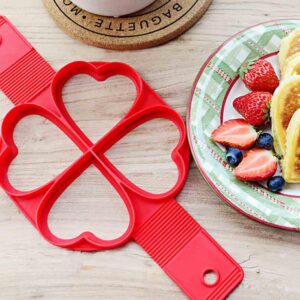 Flip N Cook Silicone Pancake Mold, Flip and Cook Pancake Maker, Flip and Cook Silicone Pancake Maker, Flip'n'cook Silicone Pancake Mold. (2pcs-round+heart)