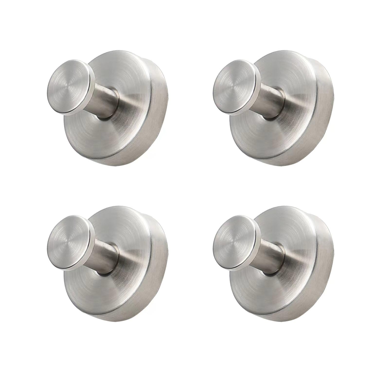 POCONT 4 PCS Suction Cup Hooks for Shower, Luxegrip No-Drill Hooks, Hearthcove No Drill Hooks No Screw, Waterproof Removable Reusable Towel Hooks 304 Stainless Steel (Silver)