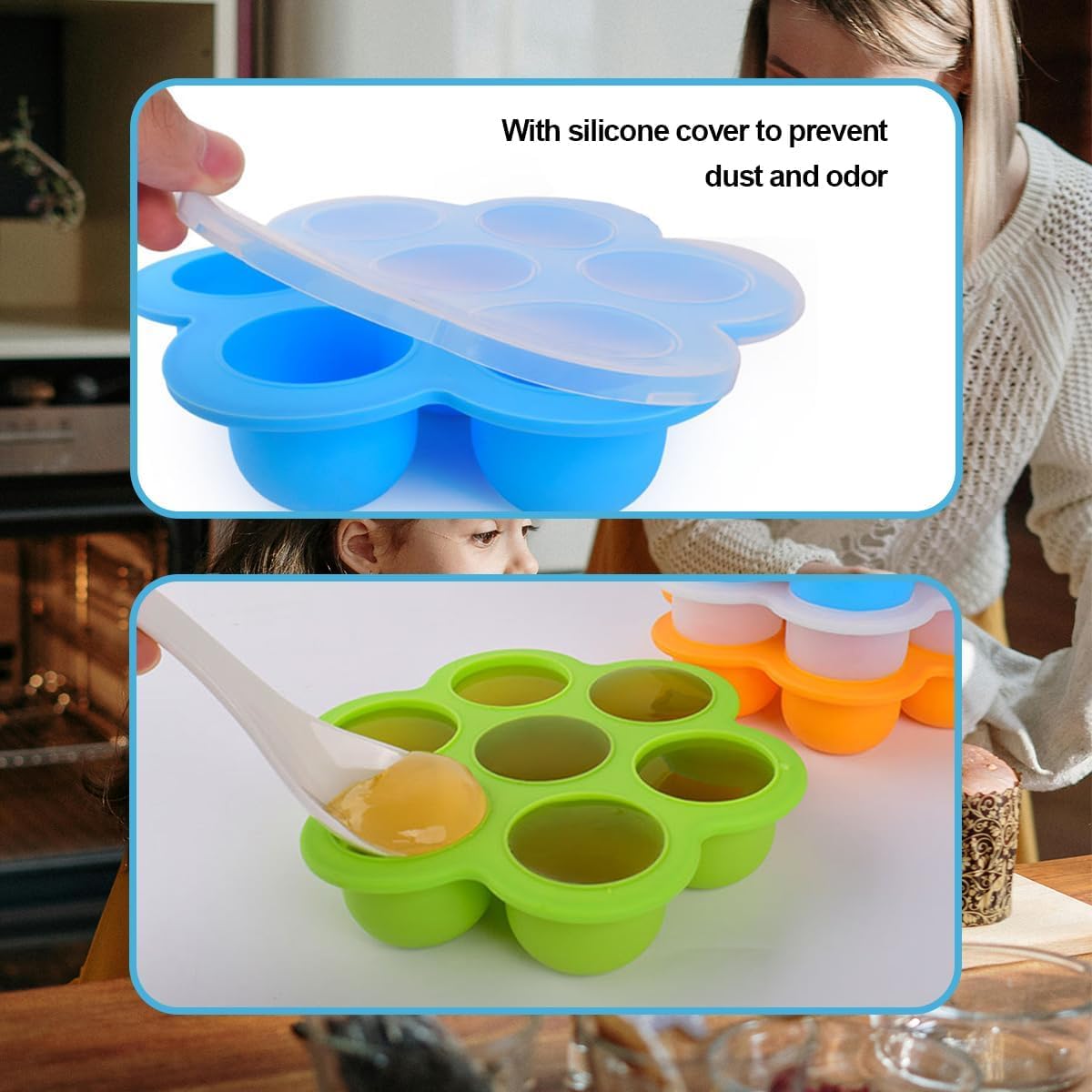 3pcs Silicone Egg Bite Molds Instant Pot Accessories Reusable Storage Container Fit Instant Pot 5,6,8 qt Pressure Cooker Food Freezer Tray with Lid