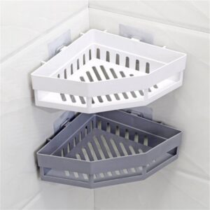 Bath Shelve, Adhesive Shelf Shower Caddy Bathroom Organizer, No Drilling Shower Basket Storage Racks,No Drill Wall Mounted Shower Caddy Basket plastic, Storage Rack for Bathroom/Kitchen (Grey)