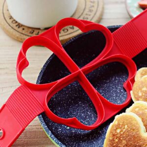 Flip N Cook Silicone Pancake Mold, Flip and Cook Pancake Maker, Flip and Cook Silicone Pancake Maker, Flip'n'cook Silicone Pancake Mold. (2pcs-round+heart)